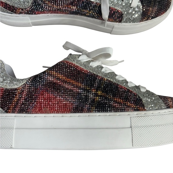 Betsey Johnson Lindsay Lace up embellished bling sparkle rhinestone sneakers 8 - Picture 10 of 14